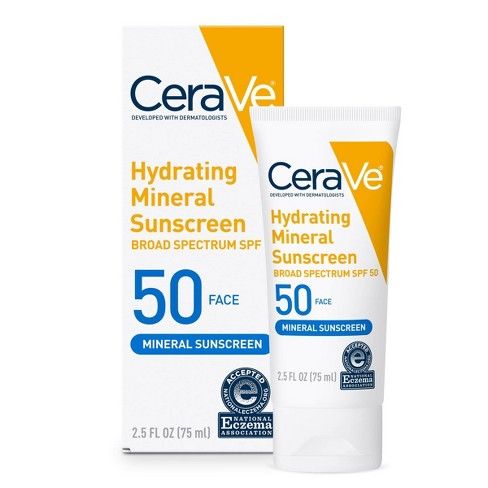 CeraVe Hydrating Mineral Sunscreen | SPF 50 | Suitable For Sensitive Skin Type