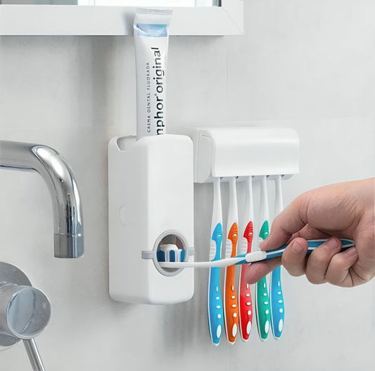 Toothpaste Dispenser With Toothbrush Holder | Dust Proof