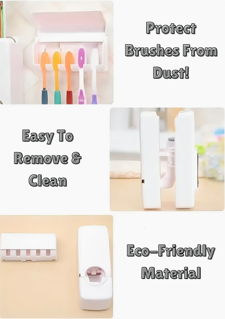 Toothpaste Dispenser With Toothbrush Holder | Dust Proof